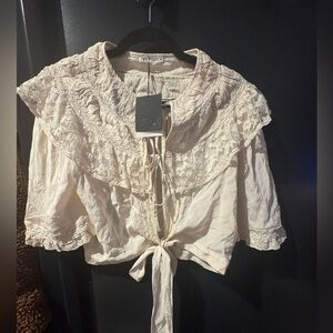 Zara Cream Lace Women Top, small, rare, Zara Paris, lingerie, small